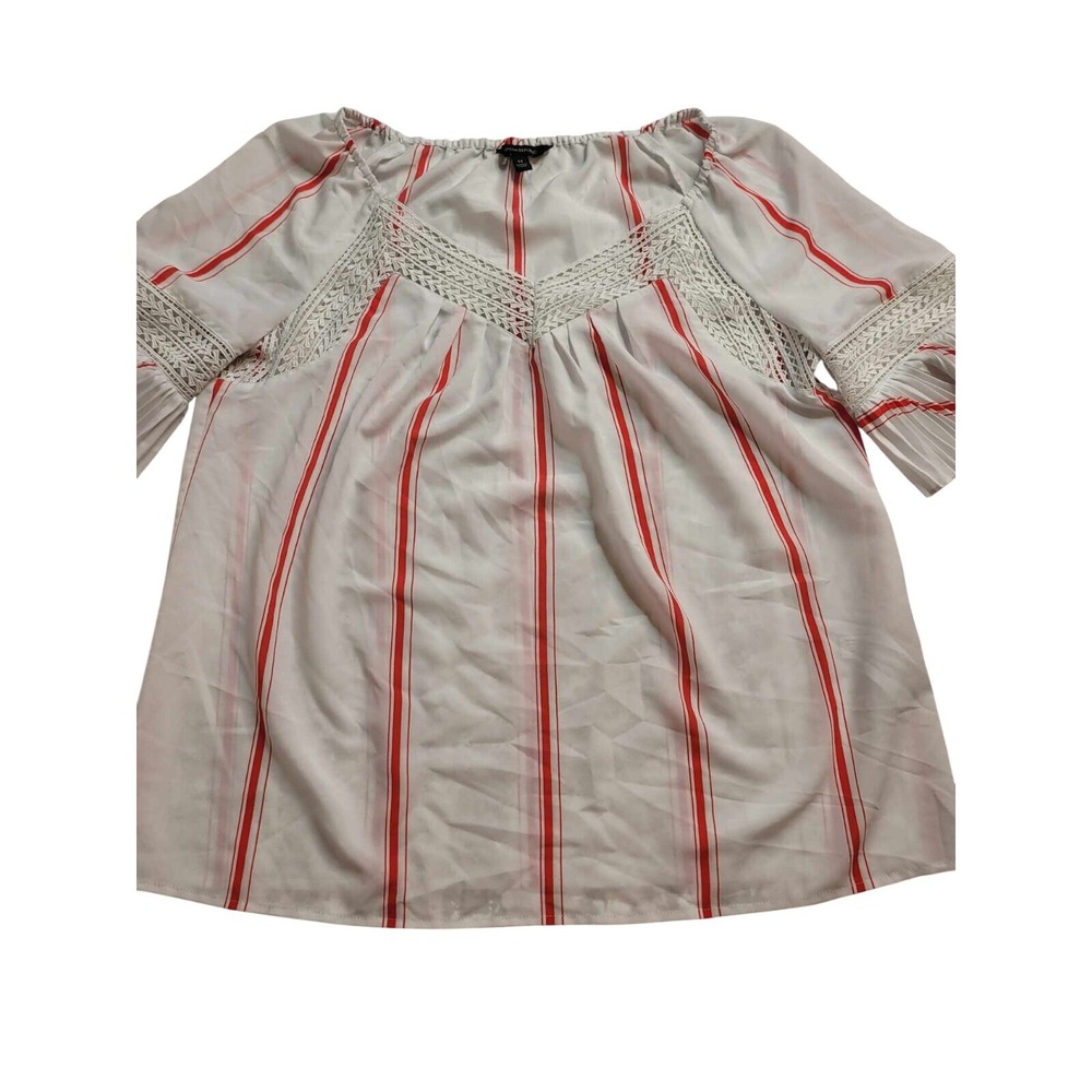 Banana Republic Women's White/Red Stripe Blouse Size‎ Medium Classic Preppy